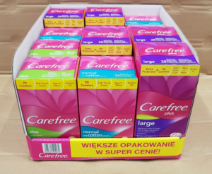 Carefree Aloe 3D Comfort 3x32pcs Pantyliners & Normal Cotton 3D Comfort 5 x 34pcs & Fresh Scent Large Plus 4x28pcs