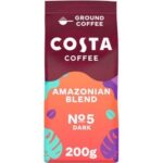 Costa Coffee Amazonian Blend Roast & Ground for Cafetiere & Filter Coffee 200g