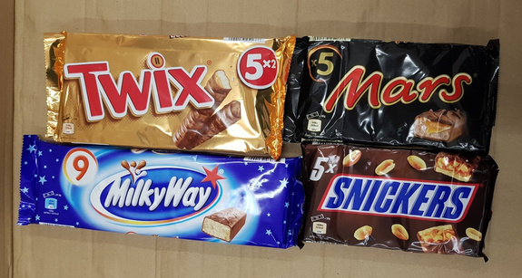 Display: Snickers (5x50g)=250g x11pcs & Twix 5x(2x25g) =250g x6pcs & Mars (5x45g) = 225gx6pcs & Milky Way (9x21,5g)=193,5gx11pcs - Image 3
